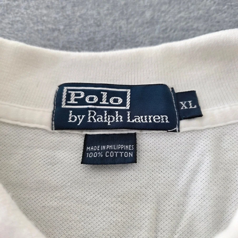 Polo Ralph Lauren Mens XL White LSU Tigers Embroidered Pique Polo Shirt Cotton